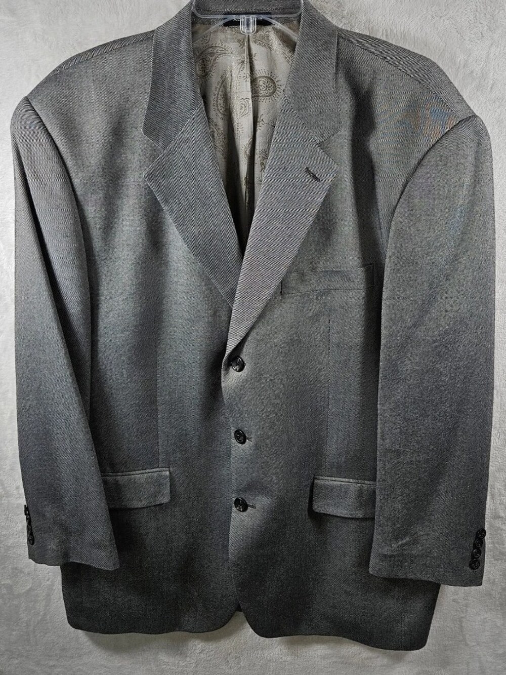 Ralph Ralph Lauren Blazer Sport Coat 100% Bamboo Gray Herringbone Men's Size 44L